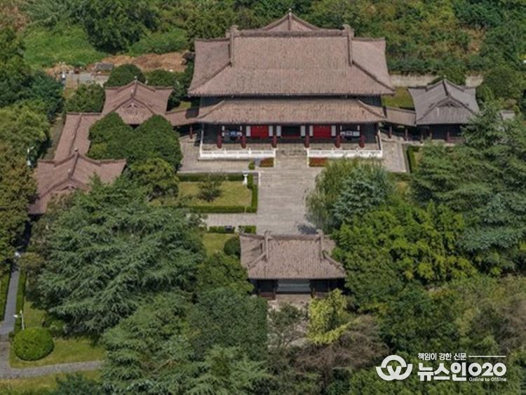 지난 13일 중국 양저우(揚州)시에 위치한 '최치원 기념관'을 드론으로 담았다. (사진/신화통신)