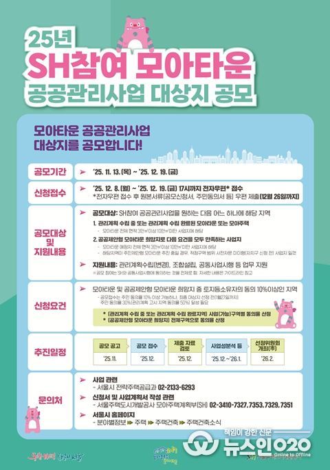 ‘2025년 SH참여 모아타운 공공관리사업 대상지 공모’ 포스터