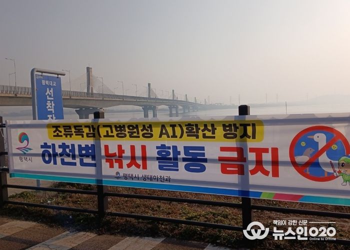 평택시, 고병원성 조류인플루엔자 확산 방지를 위해 하천 내 낚시행위 금지 계도 나서