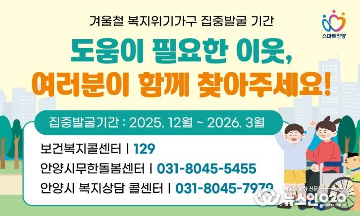 안양시, 오는 3월까지 겨울철 복지위기가구 집중 발굴·지원 총력