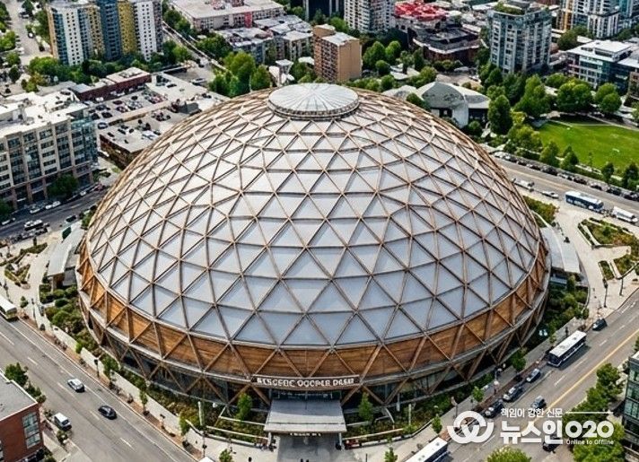 가상으로 재현해 본 목구조 대공간 건축물 조감도(AI 이미지)